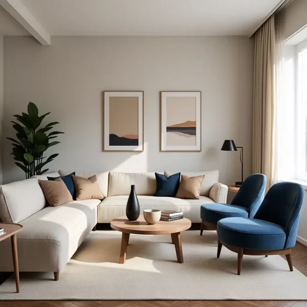 Elegant Beige and Blue Modern