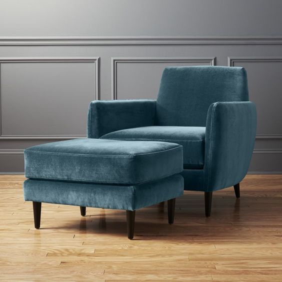 Grey accent chair & Pouf